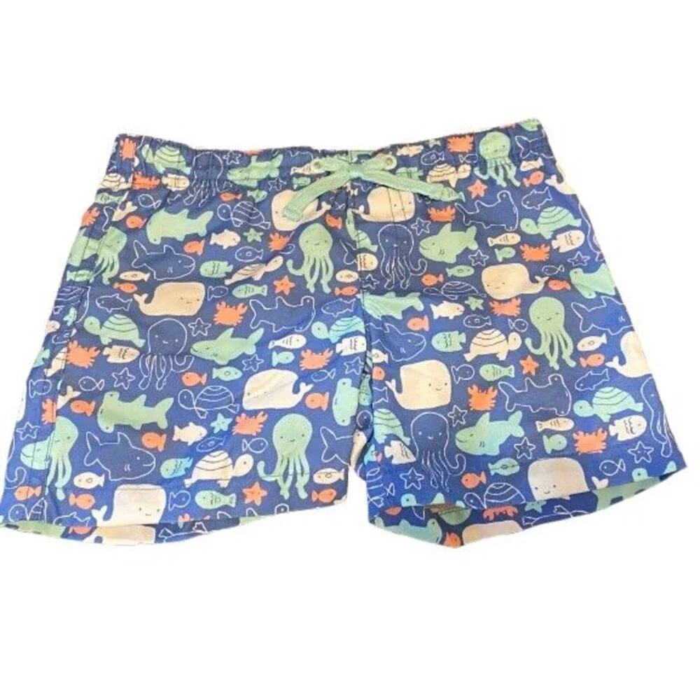 Baby Boy's Swim Trunks Shorts 6-12 Months Gymboree w/ Liner Blue w/ Fish